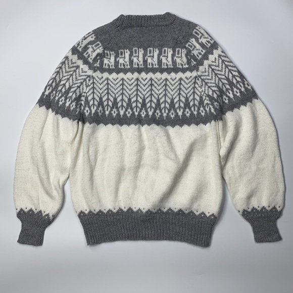 Alpaca Gray White Sweater Medium - Picture 2 of 7
